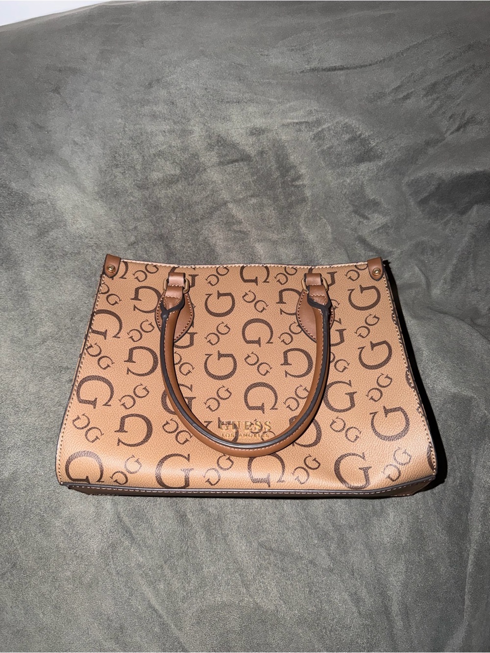 Guess Brown Logo-Print Small Tote
